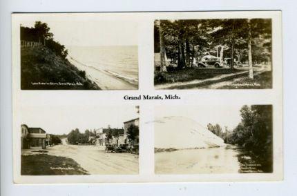 Grand Marais MI 4 Views Street View RPPC Real Photo Postcard