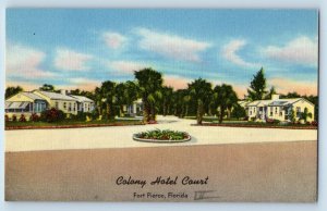 Fort Pierce Florida FL Postcard Colony Hotel Court Holiday Highway c1940 Vintage