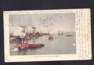 PORTLAND OREGON HARBOR SCENE 1905 BOATS SHIPS VINTAGE POSTCARD