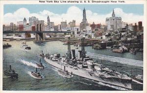 New York Skyline Showing U S S Dreadnaught