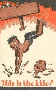 Postcard 1950s boy scout camp diving swimming pool comic Natio-10428