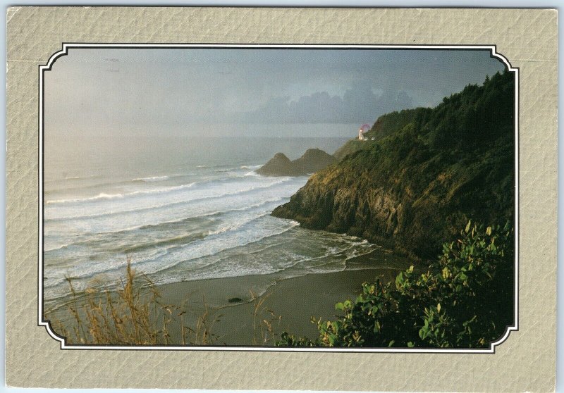 c1980s Florence, OR Heceta Head Lighthouse Oregon Coast Stormy Clouds 4x6 PC M15