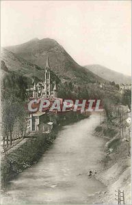 Old Postcard Lourdes Basilica and the Gave