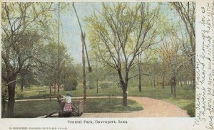 Central Park, Davenport, Iowa, Very Early Postcard, Used in 1906