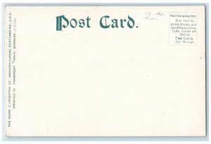 c1905 Post Office Building Entrance American Flag Waldoboro Maine ME Postcard