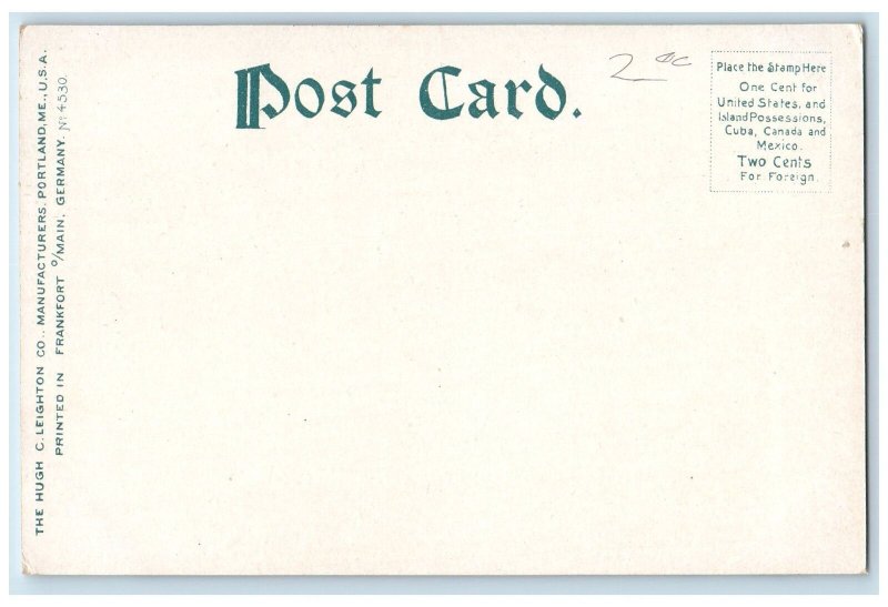 c1905 Post Office Building Entrance American Flag Waldoboro Maine ME Postcard