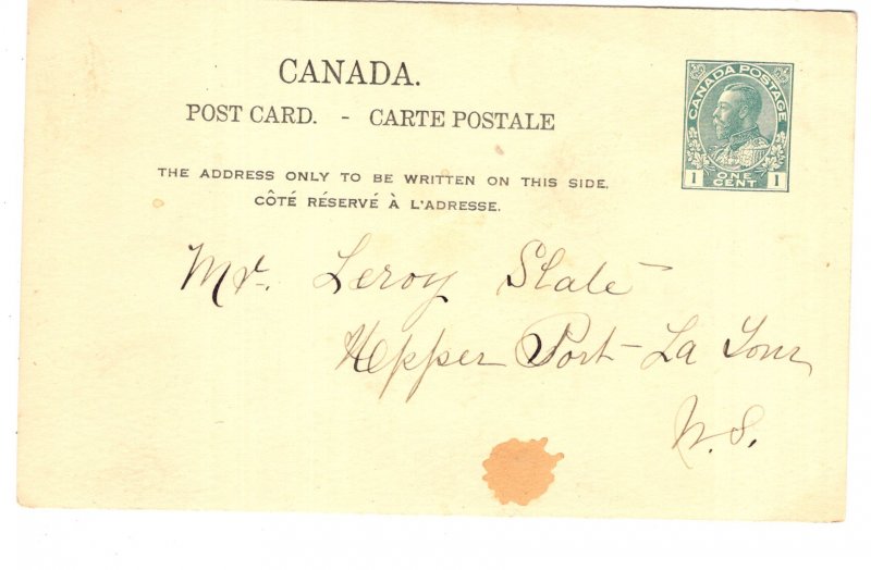 Cemetery Meeting Announcement, 1911, George V Canadian Postal Stationery, 1911