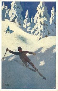 Austrian painter graphic artist mountaineer Otto Barth winter sports ski 1912