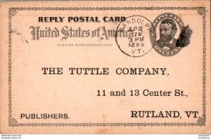 US Postal stationery 1c Randolph VT to Tuttle Rutland VT1896