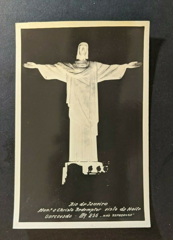 Mint Vintage Statue of Christ Corcavado Rio De Janeiro Brazil RPPC