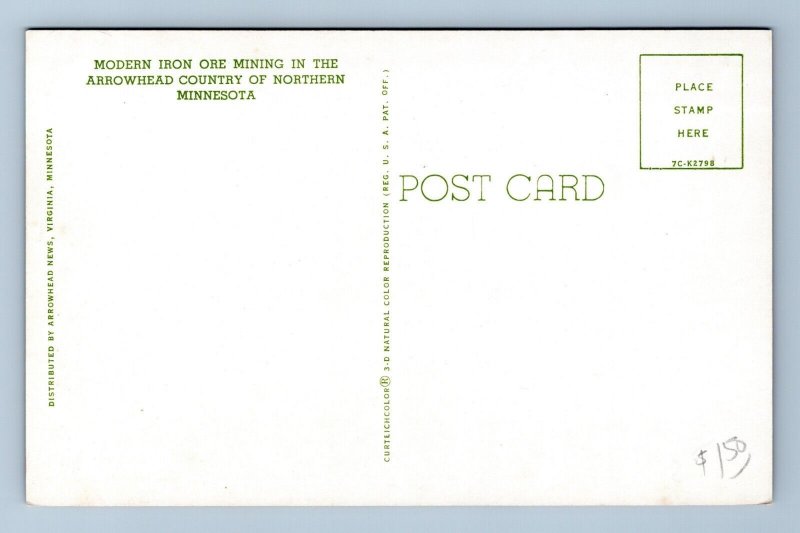 Open Pit Iron Ore Mine Arrowhead Country MN Minnesota MN UNP Chrome Postcard P3