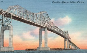 Vintage Postcard 1930's Sunshine Skyway Bridge Florida FL Pub by Harold Smith