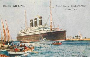 Artist Impression Bergenland C-1910 Red Star Line Steamship Postcard 12668