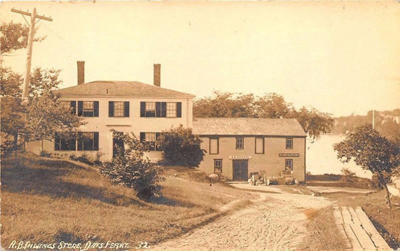 Days Ferry ME A. B. Thwings Store Oliver Plows Dirt Street View Postcard