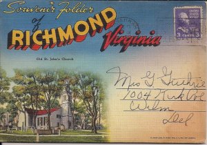 Richmond VA POSTCARD FOLDER 1940's Confederate Monument, Civil War Related