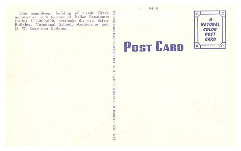 Postcard WI Milwuakee  County Court House