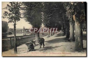 Old Postcard Chateau Thierry Marne and Children rides