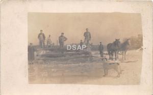 B97/ Occupational Real Photo RPPC Postcard Workers c1910 Building Dock Winter 4