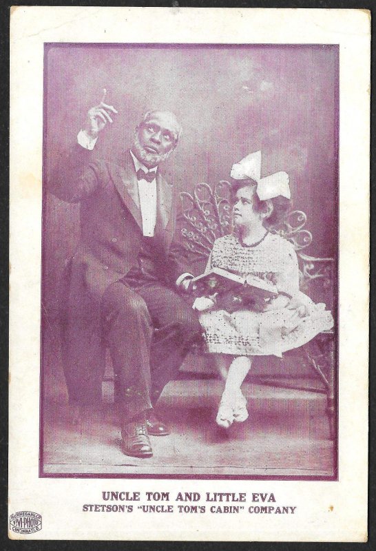 VICTORIAN TRADE CARD Stetsons Uncle Toms Cabin Company Uncle Tom & Little Eva