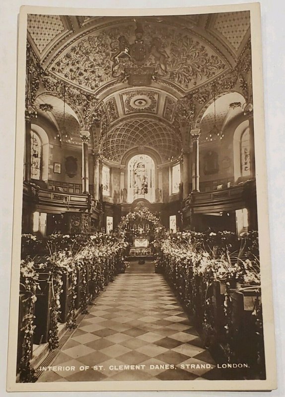 RPPC Interior of St Clement Danes, Strand, London, Raphael Tuck