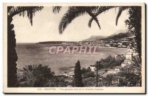 Old Postcard Menton Vue Generale Taking the Italian Border