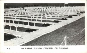 WWII Okinawa Japan 6th Marine Division Cemetery Real Photo Postcard