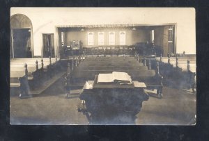 RPPC VERMILLION KANSAS CHURCH INTERIOR AZO VINTAGE REAL PHOTO POSTCARD