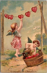 Be My Valentine Cupids With Red Hearts 1908