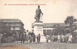 Senegal Dakar Statue Faidherbe Bicycle Natives Ethnic vintage postcard B964