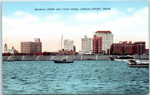 Postcard - Seawall Steps And Yacht Basin - Corpus Christi, Texas