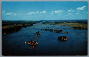 Postcard 1000 Islands NY c1960s Air View Of Thousand Islands Looking East