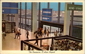 Chicago Illinois IL O'Hare Int'l Airport Concourse News Stand Vintage Postcard