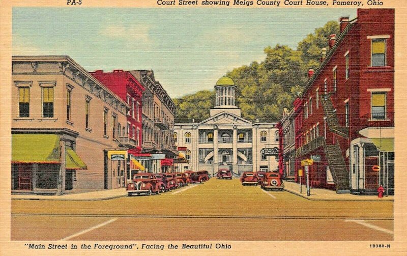 DOWNTOWN OHIO TOWNS~LOT OF 6 POSTCARDS~AKRON-DAYTON-LANCASTER-MANSFIELD-POMEROY