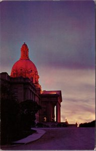 Sunset View of Alberta Legislative Building Edmonton Alberta Postcard PC536