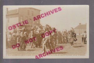 Valentine NEBRASKA RPPC c1920 SIOUX INDIANS DANCING Indian Chief HEADDRESSES NE