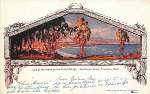 Pasadena California c1910 Postcard Hotel Huntington One Panel On Picture Bridge