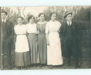 Old rppc GROUP OF PEOPLE Great Postcard AB1282