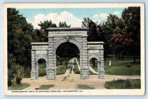 c1920 Petersburg Virginia Postcard Confederate Arch Blandford Cemetery Entrance