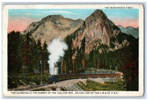 1925 Olympian At Summit Of Cascade Mts. Line Of CM & ST Railroad WA Postcard