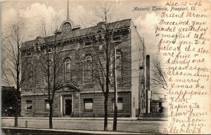 Postcard IL Freeport Masonic Temple Publ. Holmes Tolle & Evans No.81169 1906 M22