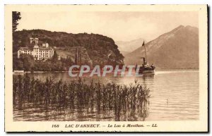 Old Postcard Lake Annecy Lake Menthon has boat