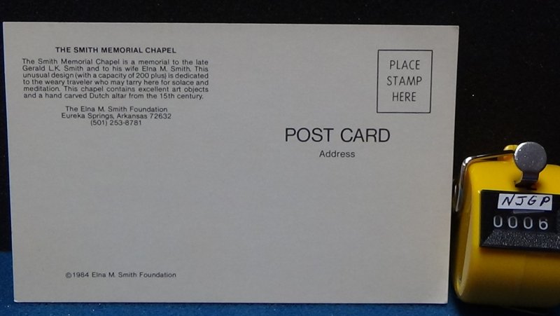 STD Smith Memorial Chapel Elna Smith Foundation Eureka Springs Arkansas Unposted