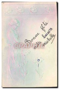 Old Postcard Fantasy Flowers Woman (dcor raised)
