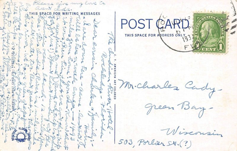 Indian River Hotel Rockledge Florida 1932 linen postcard