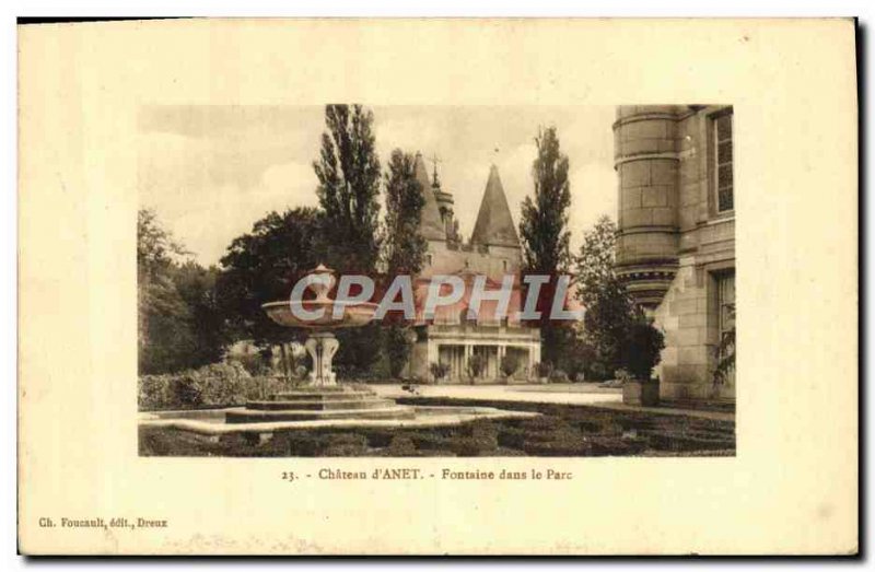 Old Postcard Chateau d & # 39Anet Fountain in the Park