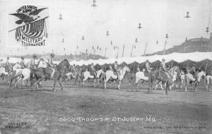 5000 TROOPS AT ST. JOSEPH MISSOURI CAVALRY EXHIBITION MILITARY POSTCARD (c 1908)