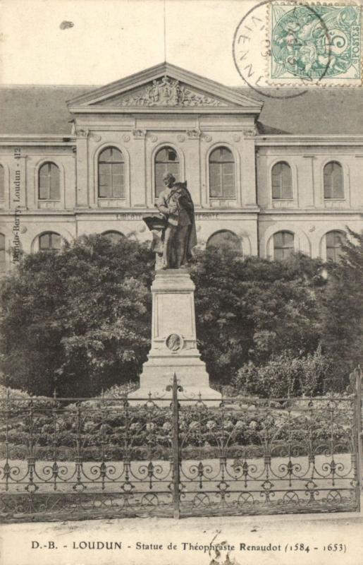 CPA Loudun - Statue de Théophraste Renaudot (111779)