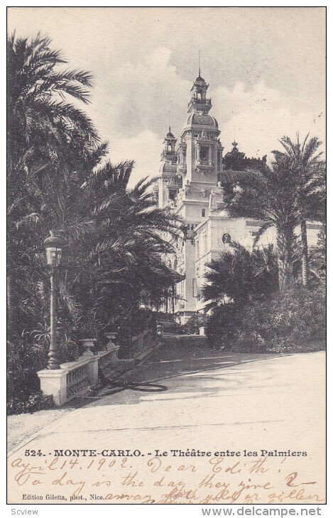 MONTE-CARLO, Monaco; Le Theatre entre les Palmiers, PU-1902