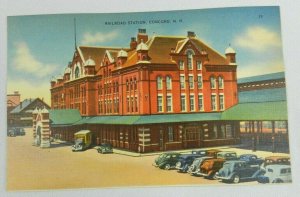 Vintage Postcard 1940's Railroad Station Concord N.H. Color 19