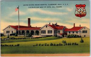 CLAREMORE, OK Oklahoma   US INDIAN HOSPITAL    c1940s  Linen   Postcard